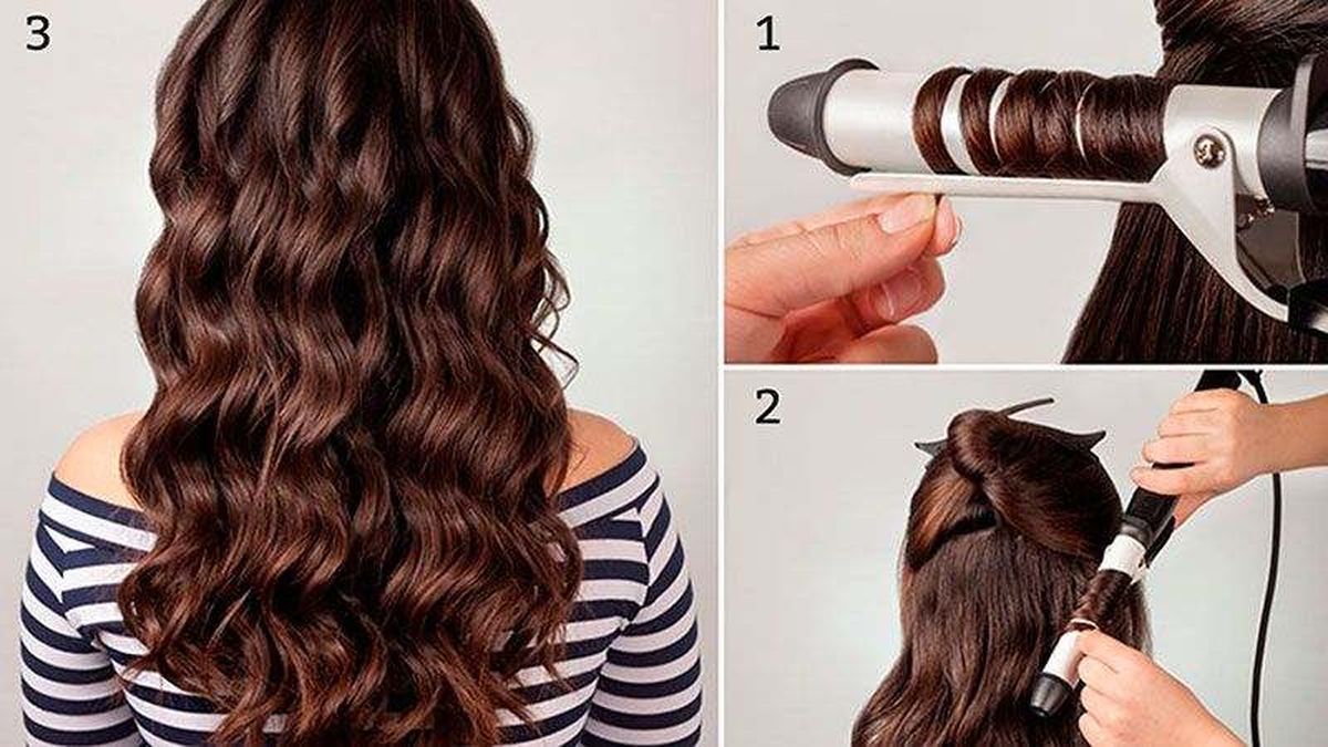 Realización de ondas naturales con ayuda de unas tenacillas