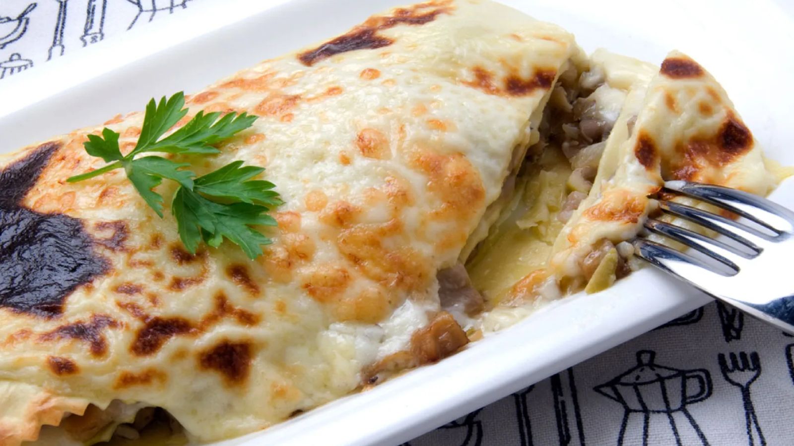 Lasaña de setas y queso
