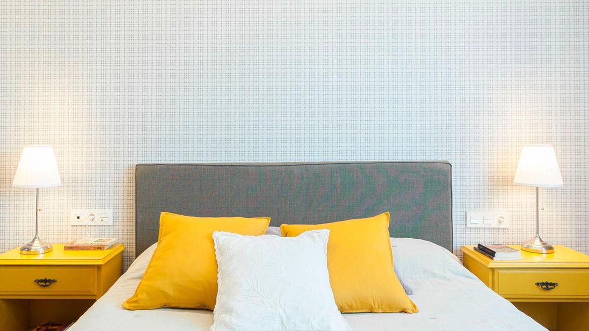 Decogarden 689 papel pintado cuadros escoceses dormitorio