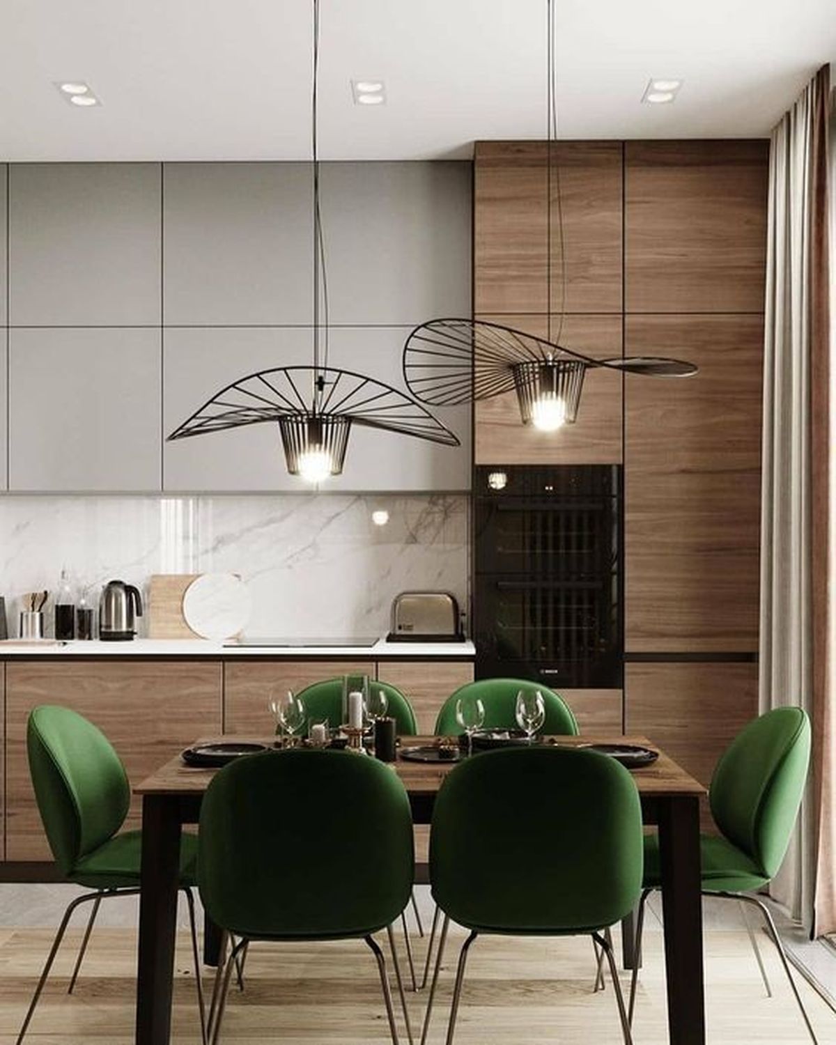 Cocina moderna en madera y gris