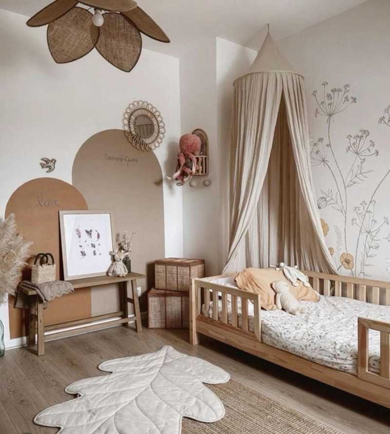 Habitación infantil de estilo japandi.