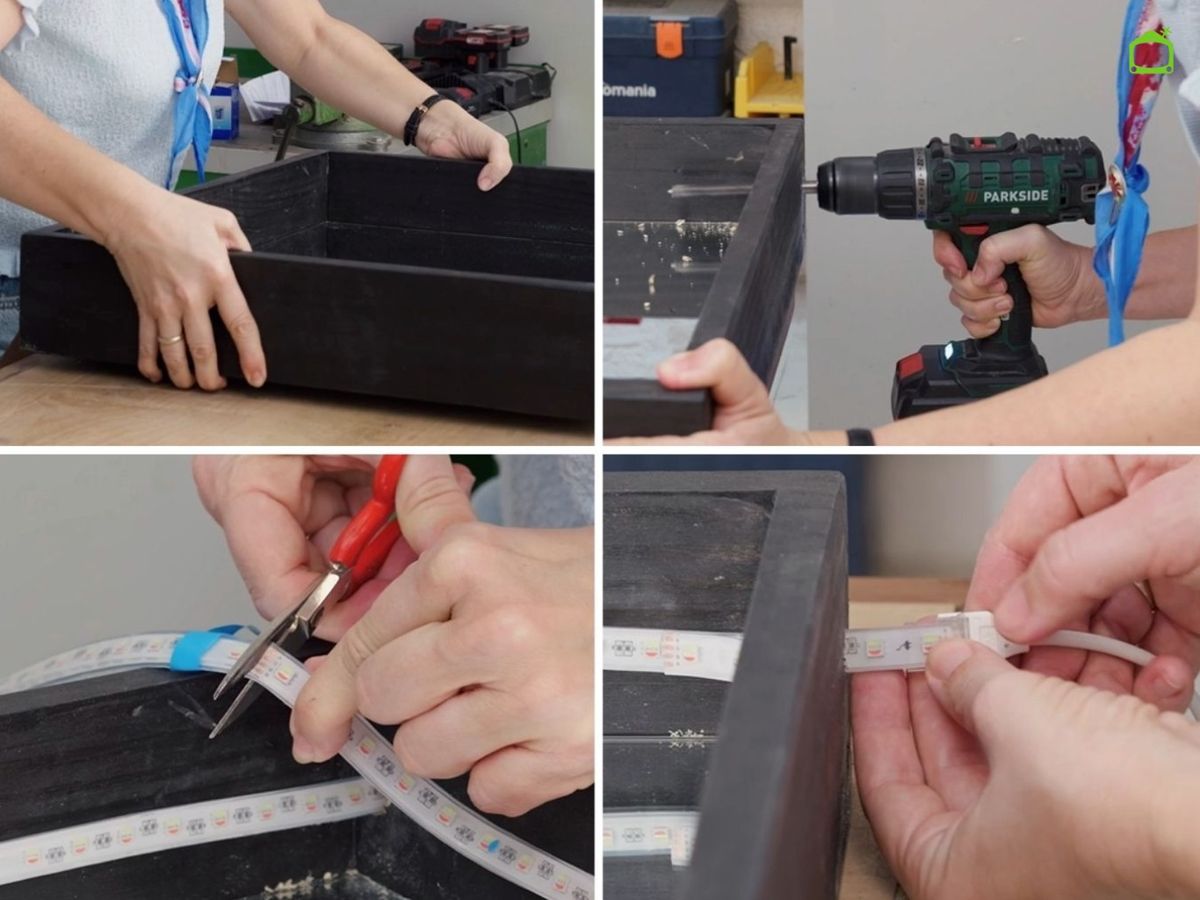 Coloca la tira LED en el perímetro interior del marco