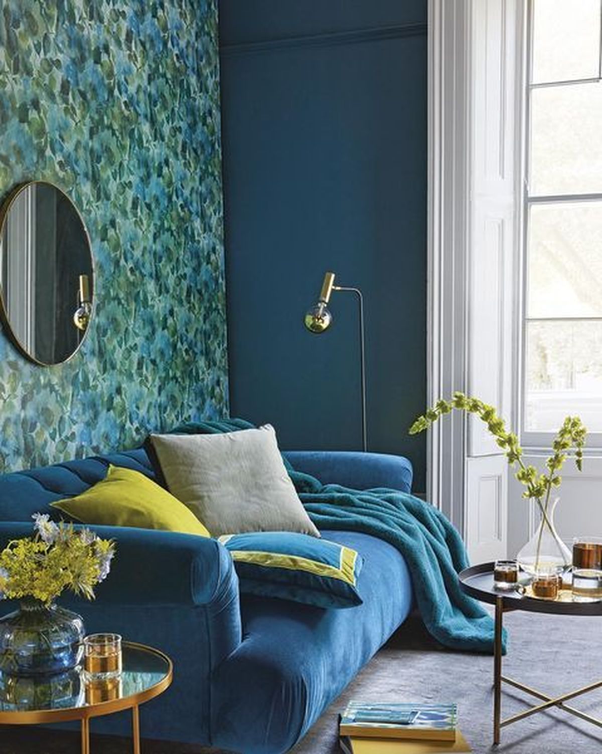 salon sofa azul papel pintado pinterest Micasa Revista