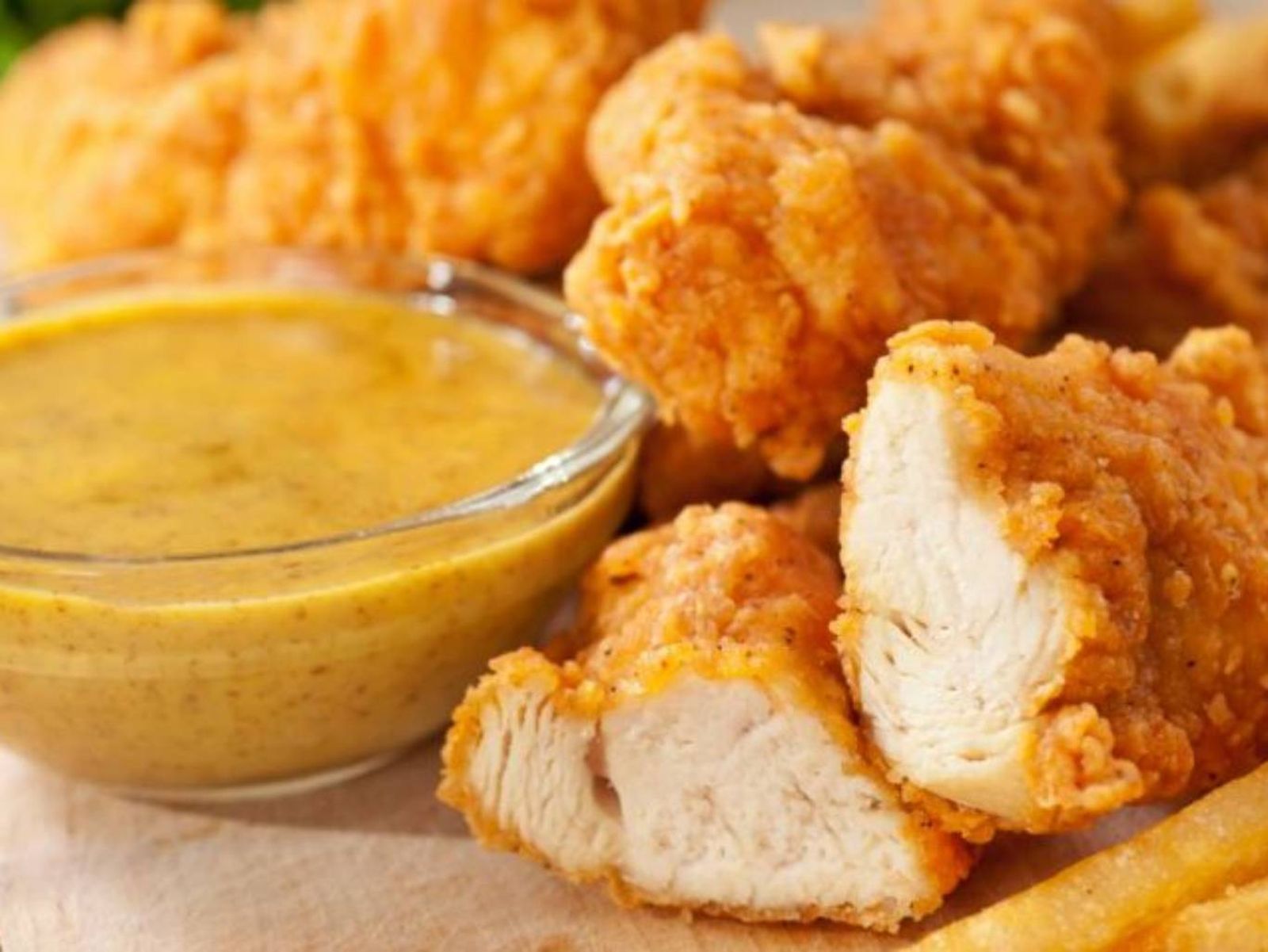 Los fingers de pollo crujientes se complementan con una salsa cremosa. Los fingers de pollo crujientes se complementan con una salsa cremosa.