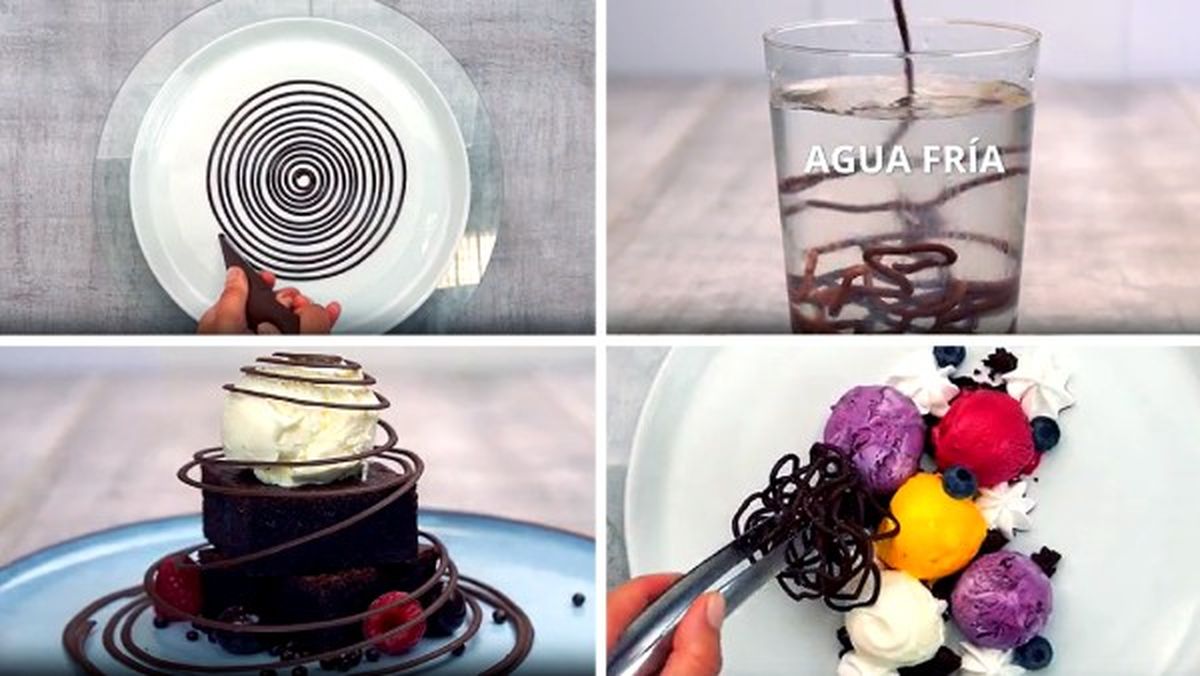 decoraciones chocolate tartas hilos