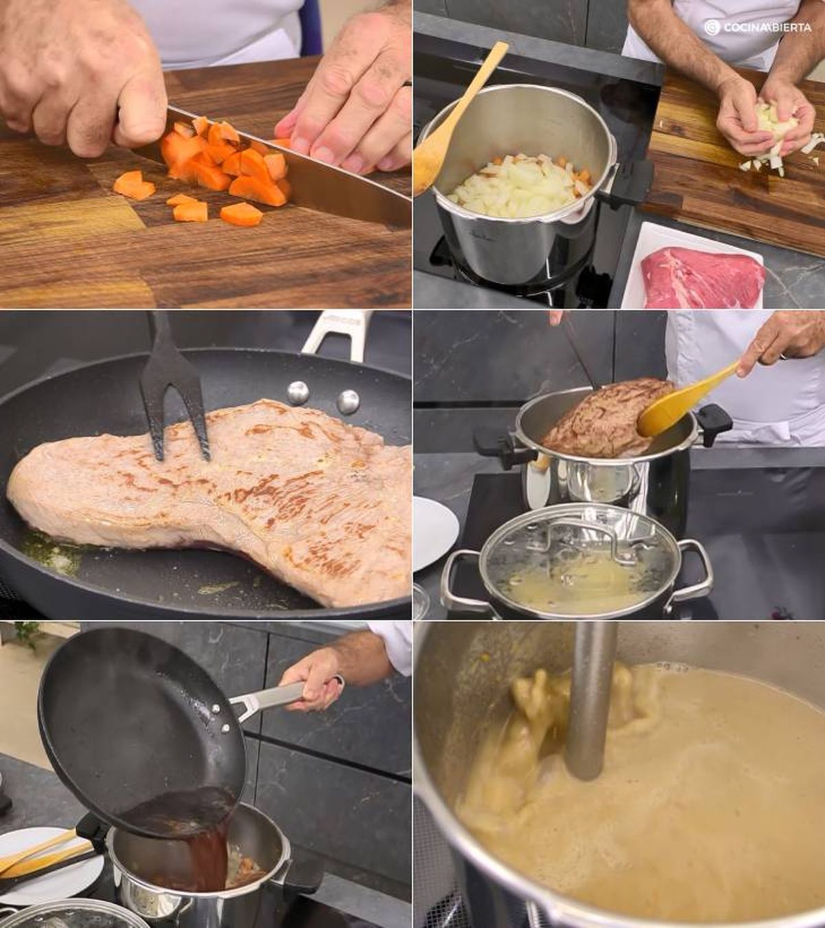 rabillo ternera salsa pure patata mostaza pasos