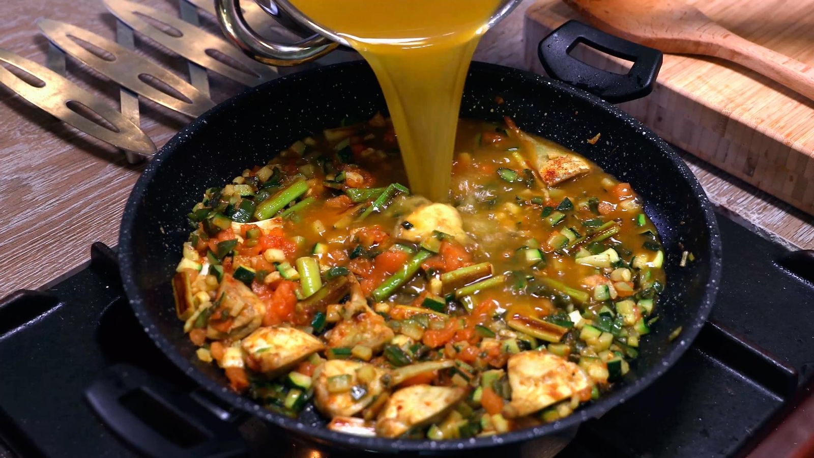 Receta de paella de verduras paso 5 Receta de paella de verduras paso 5