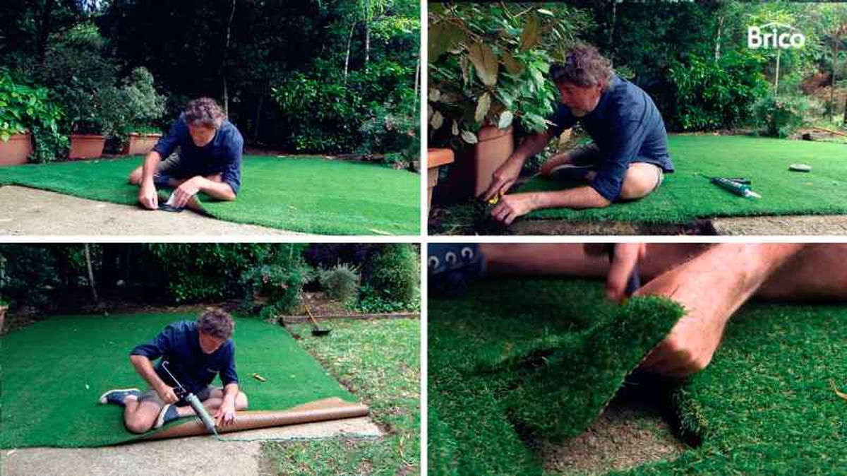 Unir y pegar el césped artificial