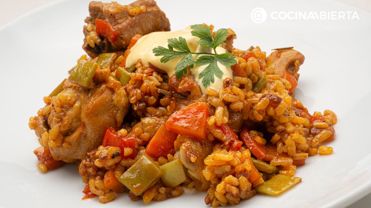Arroz con pollo y judías verdes 