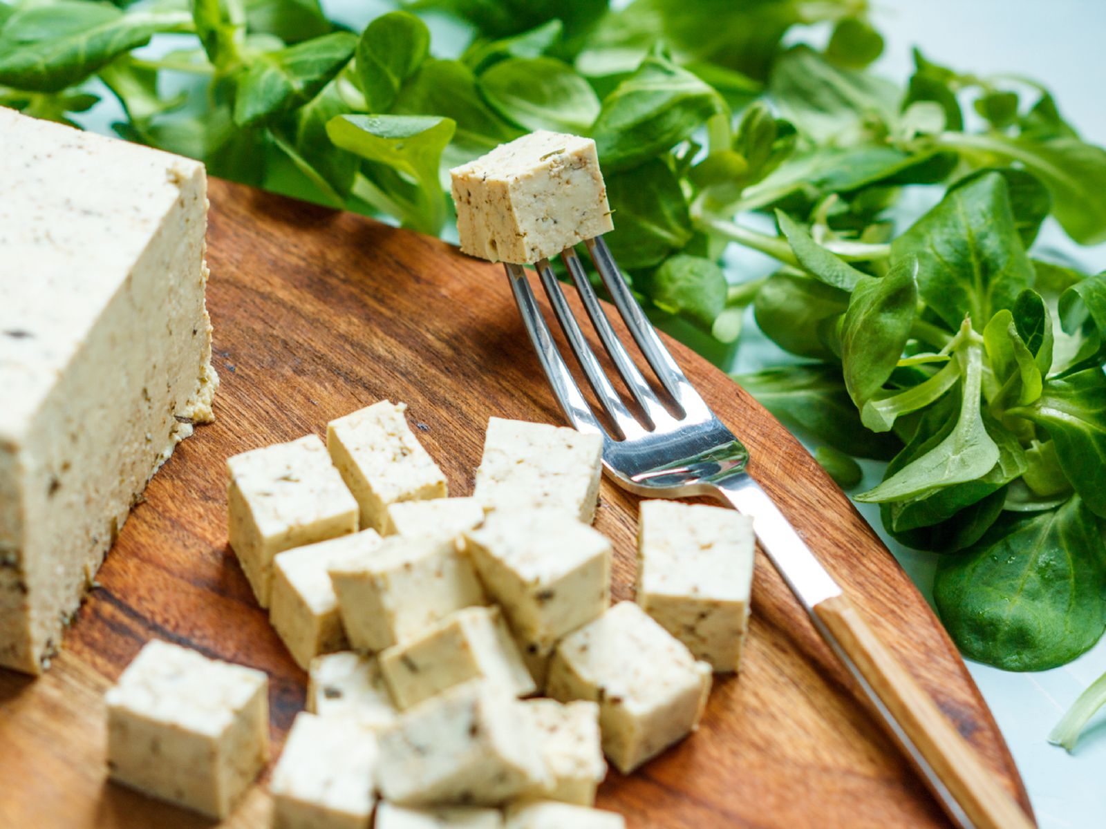 El tofu, junto con el tempeh y el seitán, es una de las bases proteicas de la dieta vegana.