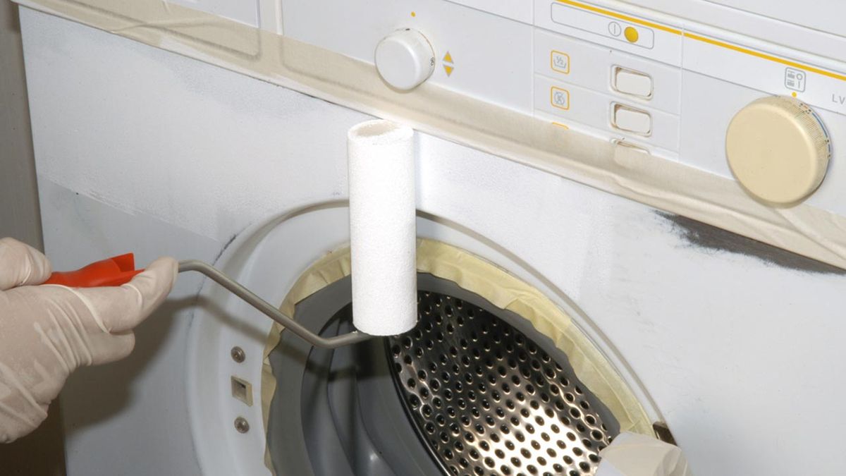 Pintar una lavadora de un color metalizado paso 4