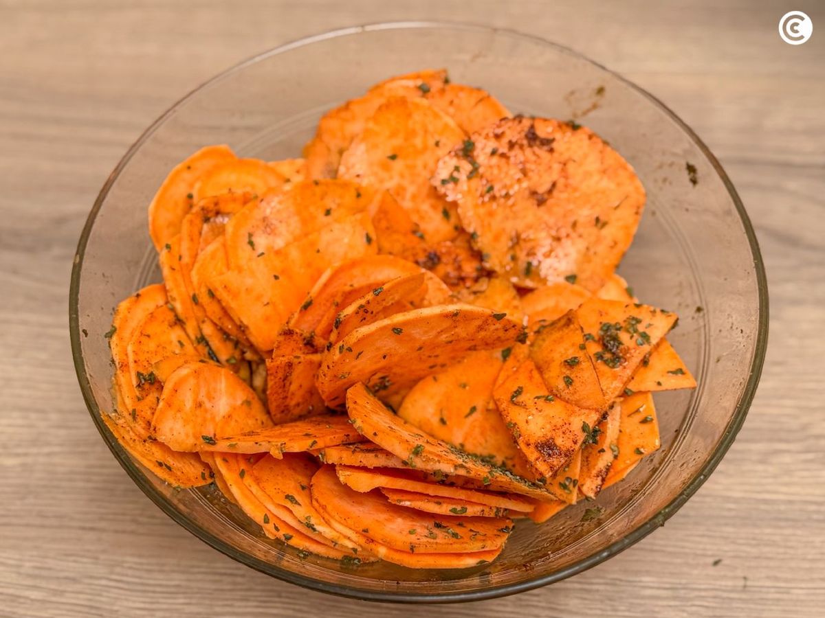 Boniato especiado para hacer chips