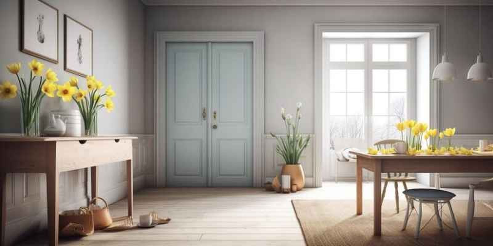 Puerta azul bebé en un salón Puerta azul bebé en un salón