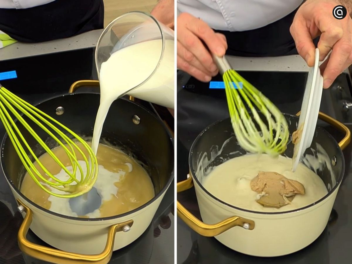 Incorpora el paté de trufa a la bechamel y mezcla hasta integrar