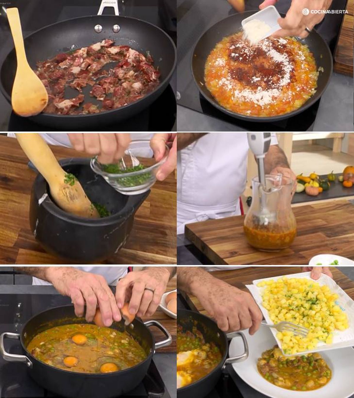 huevos guisados con patatas pasos