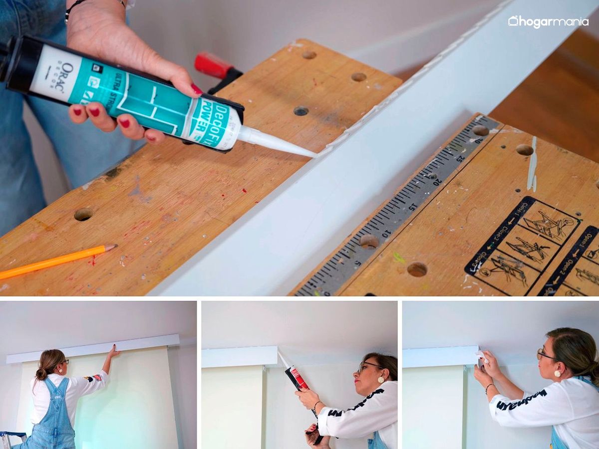 Fija el cortinero al techo y pared