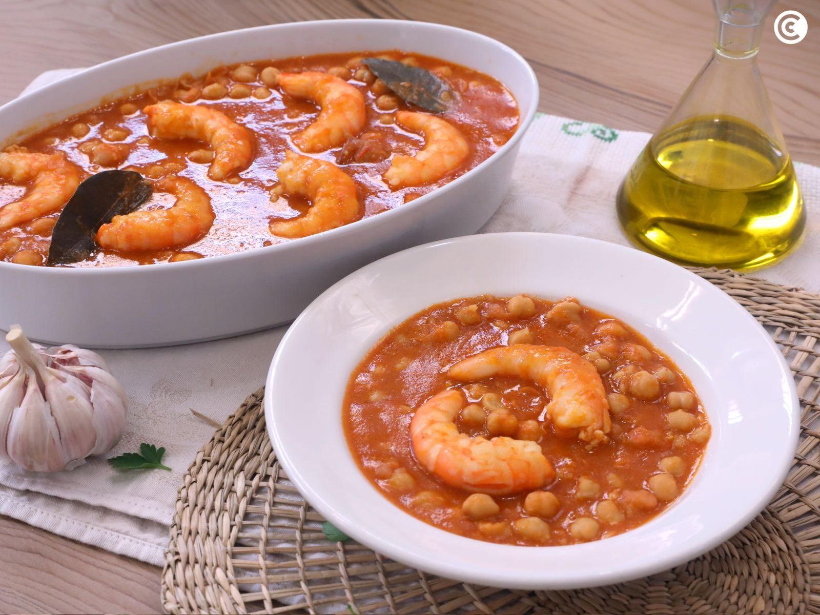 Garbanzos con langostinos Garbanzos con langostinos