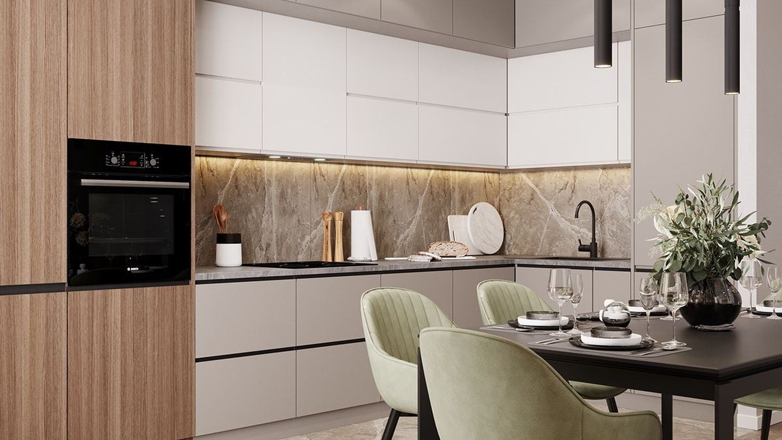 Cocina puente en L