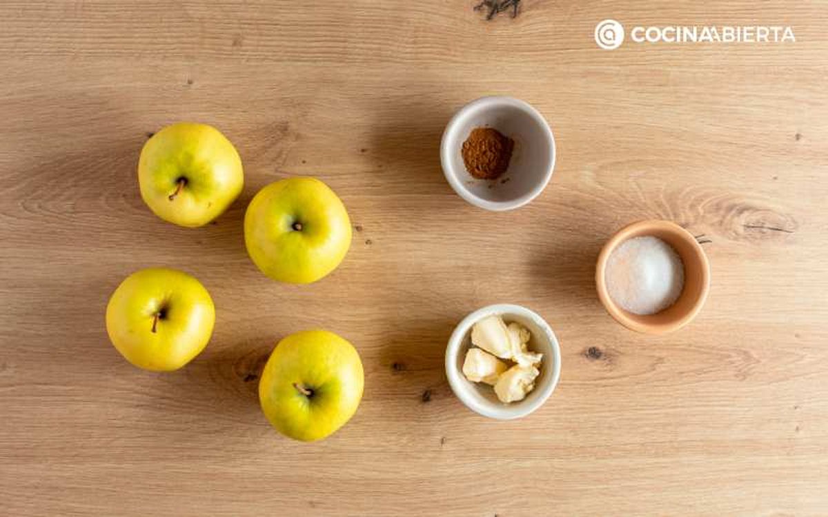 Ingredientes para hacer manzanas asadas en freidora de aire