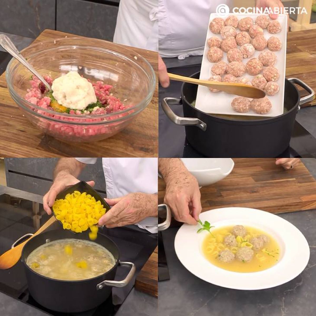 sopa de galets con pelota receta catalana pasos