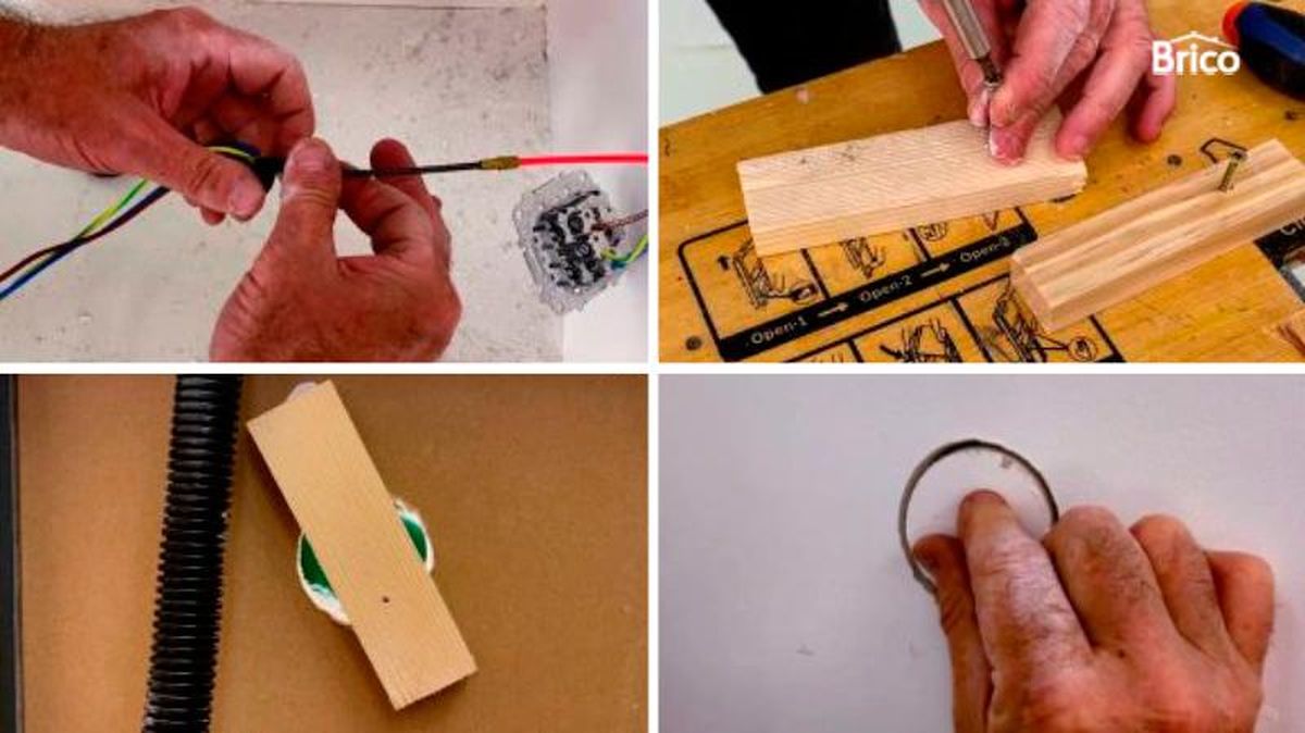 Pasar los cables por la guía y tapar el agujero