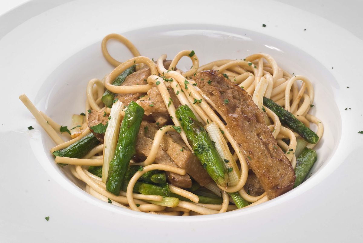 pasta china con seitan