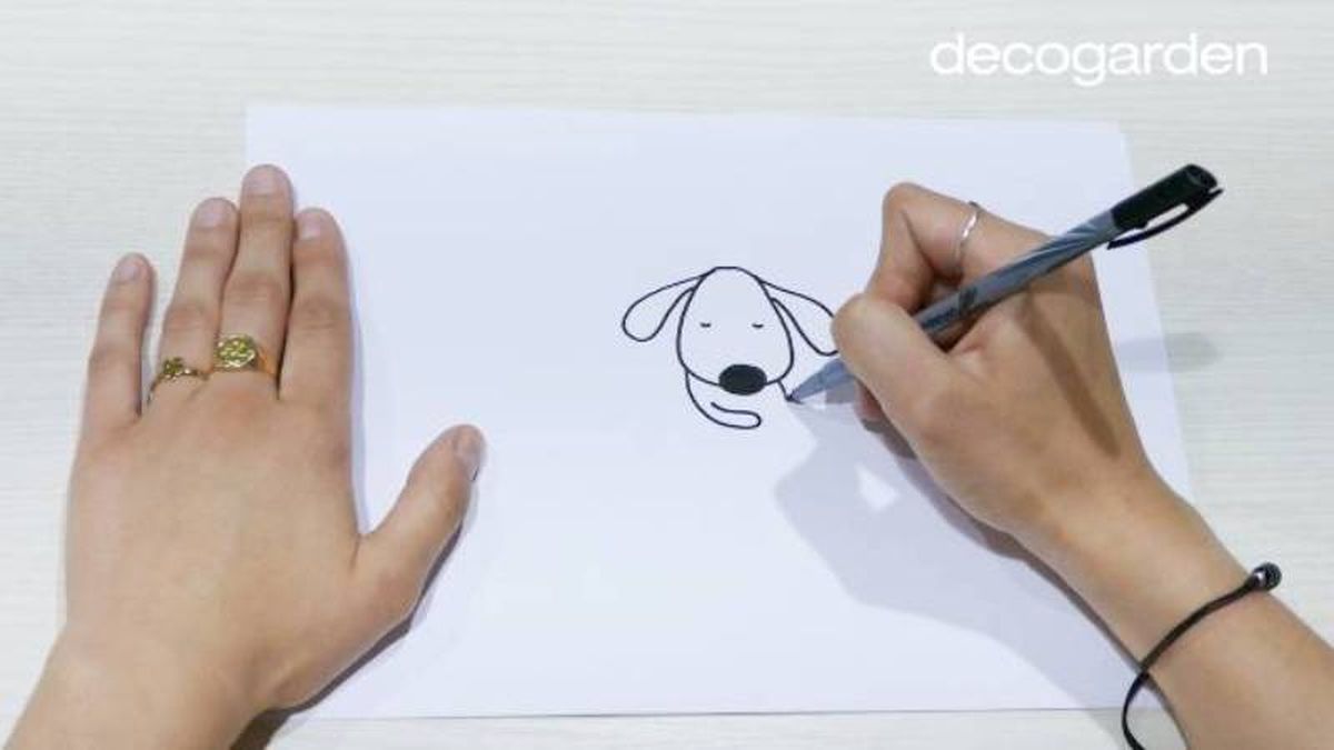 Paso 2 para dibujar un perro durmiendo.