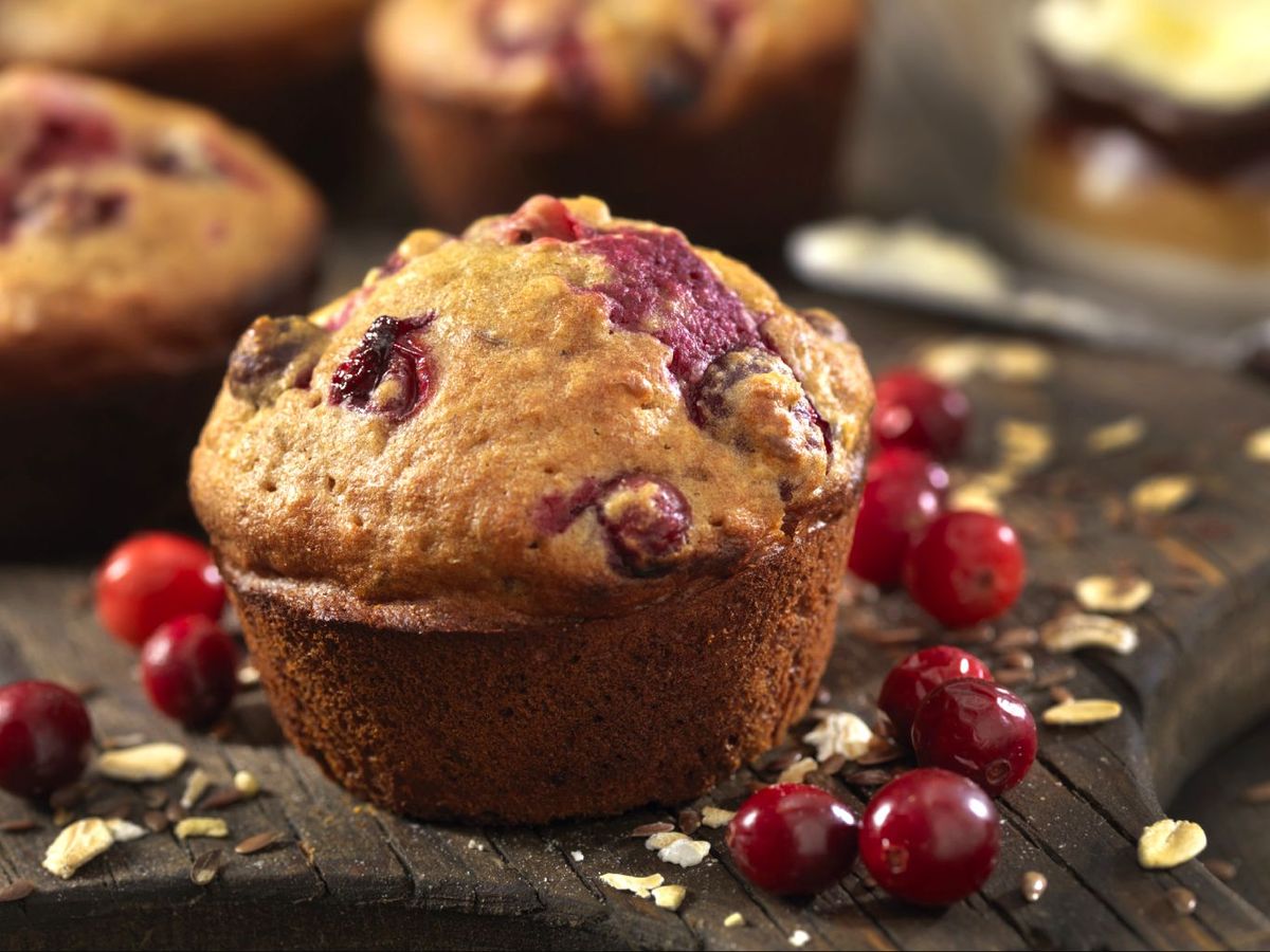 Muffins con arándanos rojos