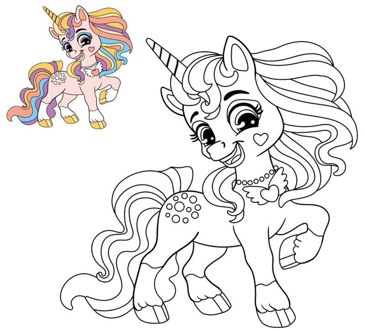 Unicornio para colorear, modelo 9.