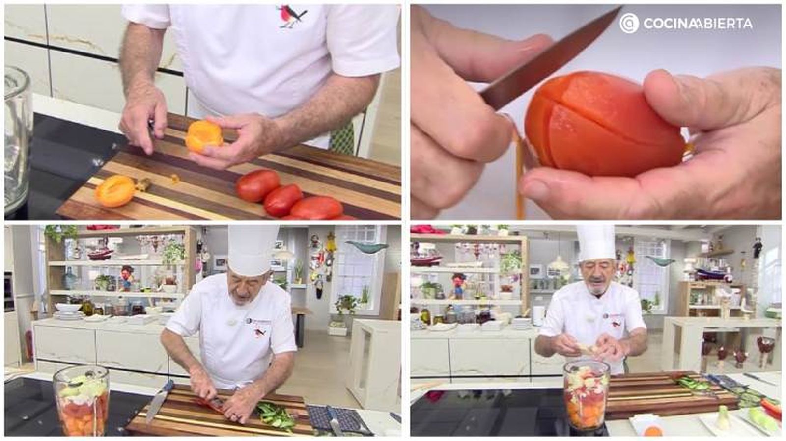 Karlos Arguiñano prepara la fruta y la verdura para elaborar gazpacho de albaricoques Karlos Arguiñano prepara la fruta y la verdura para elaborar gazpacho de albaricoques