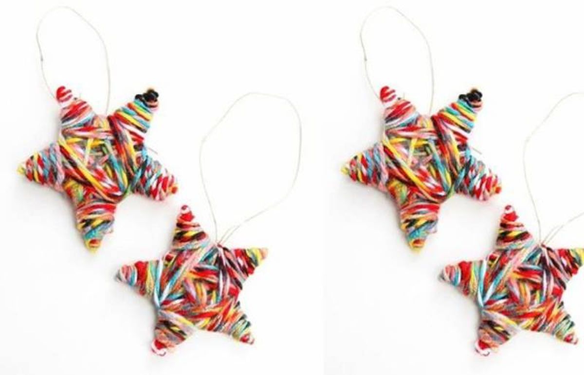 Estrellas de lana de colores para Navidad.