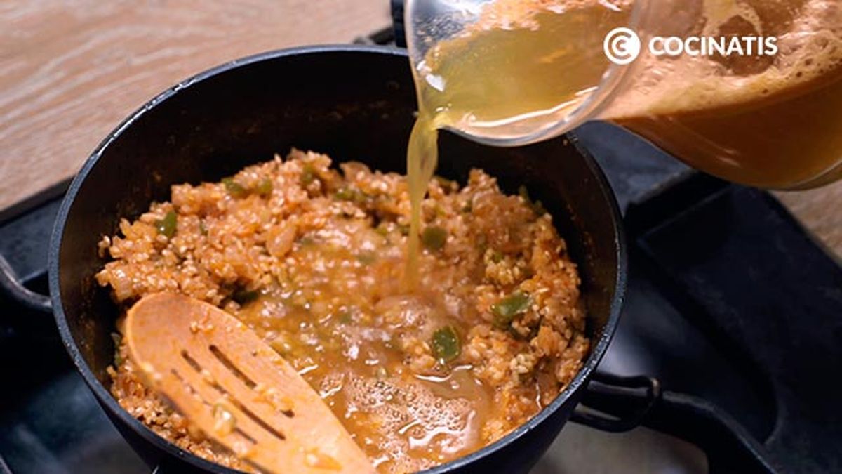 Receta de arroz meloso con gambones  paso 5