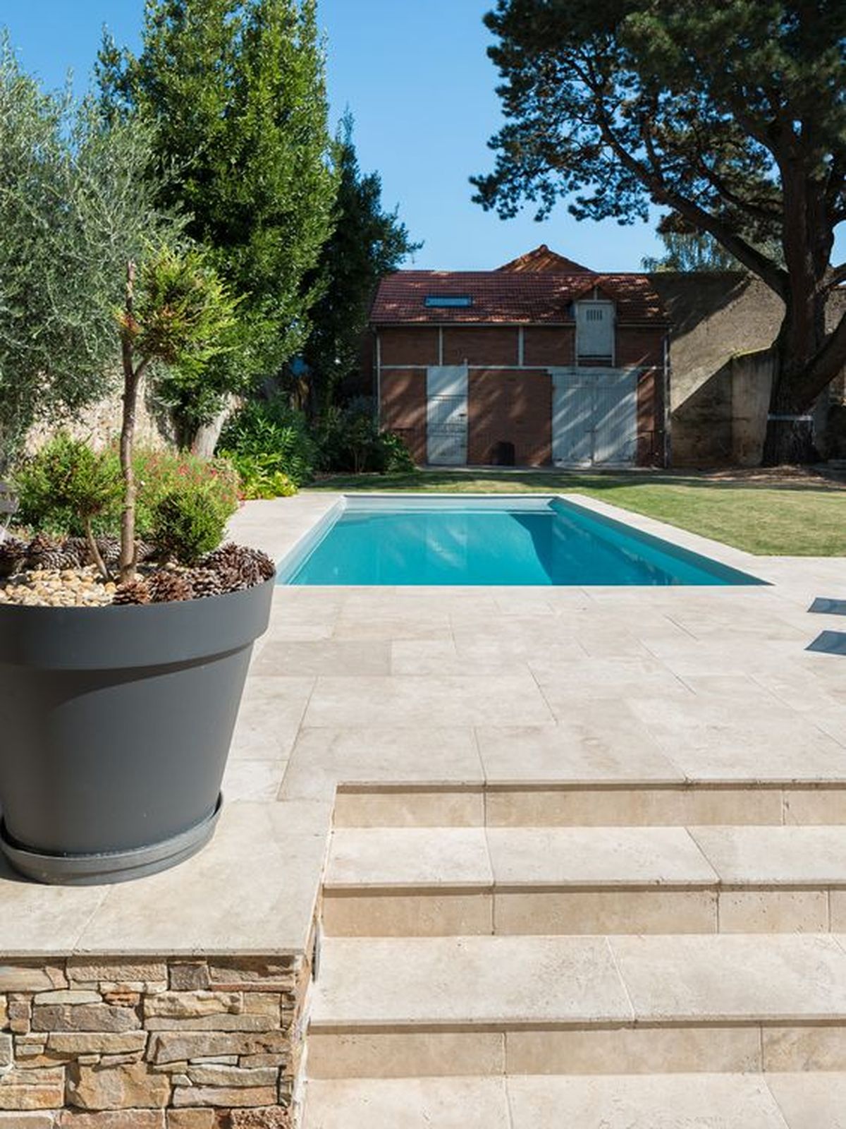 marmol travertino exterior piscina pinterest