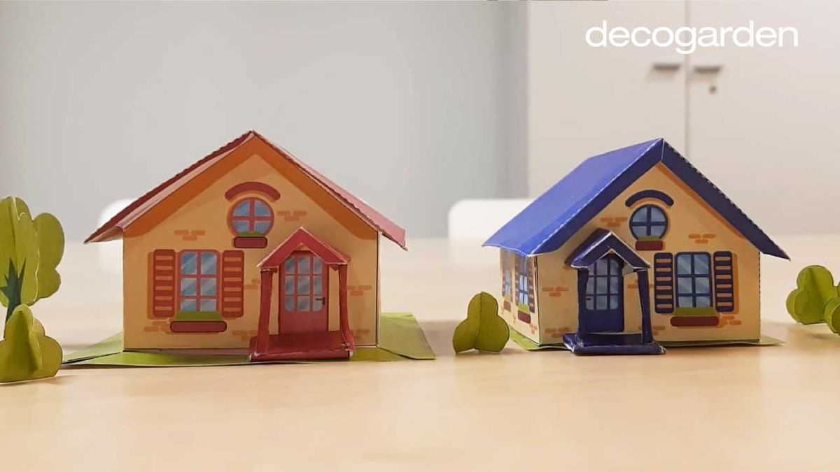 Casas de papel hechas a mano.