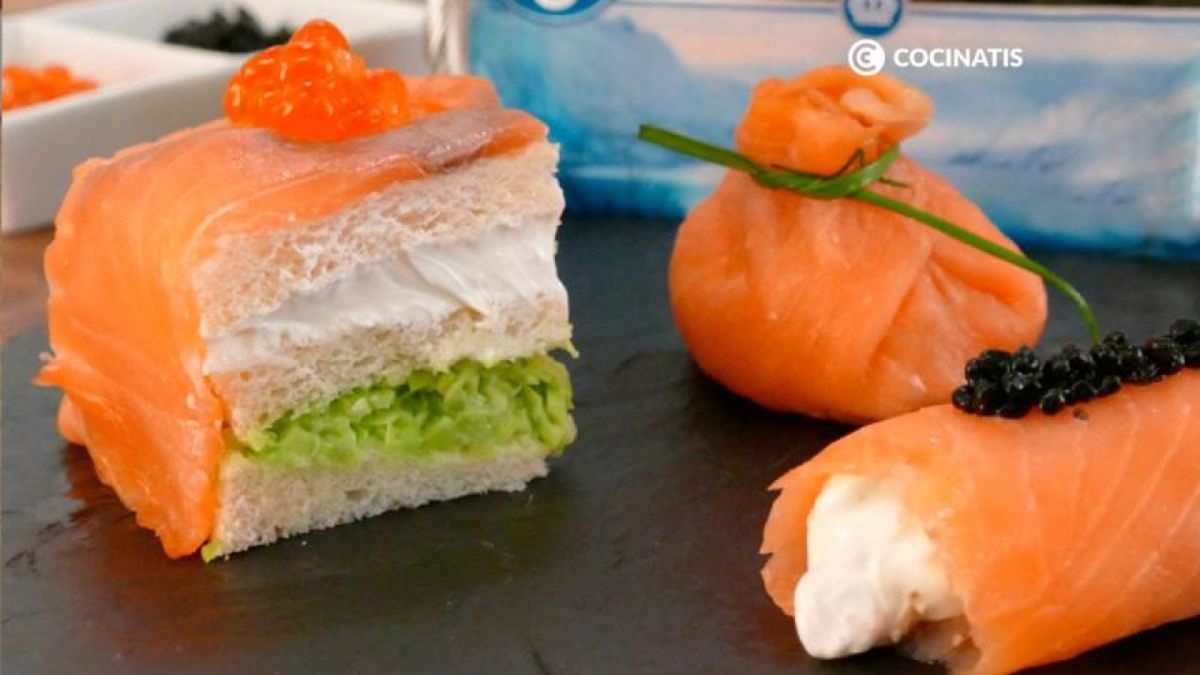 Canapés de salmón para Navidad