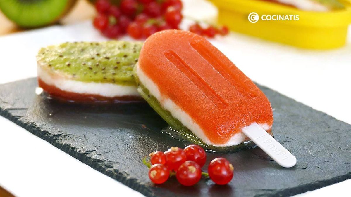 Receta de polos de sandía, yogur y kiwi