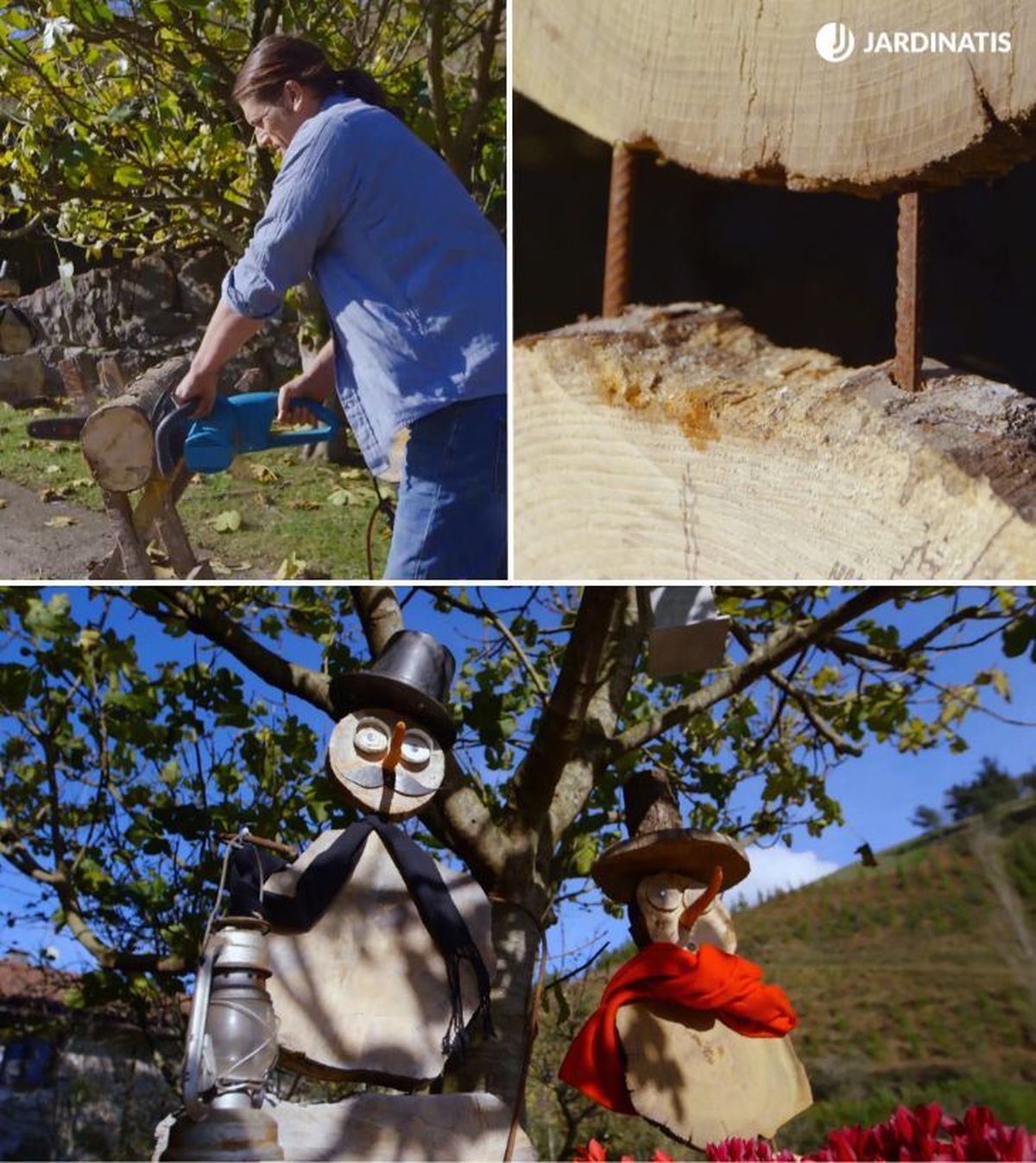 hacer muneco nieve madera para jardin