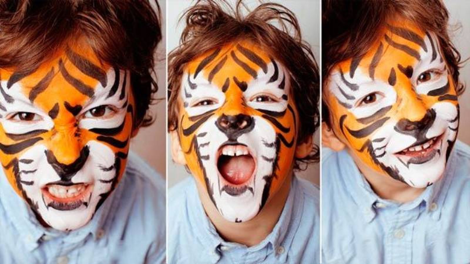 Maquillaje facial para niños de tigre Maquillaje facial para niños de tigre
