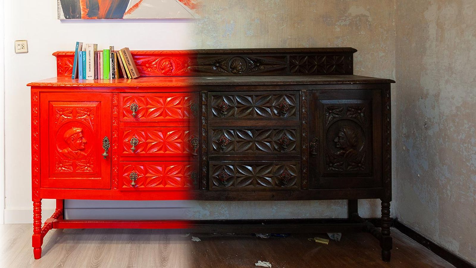 deco781 pintar mueble antiguo rojo 1