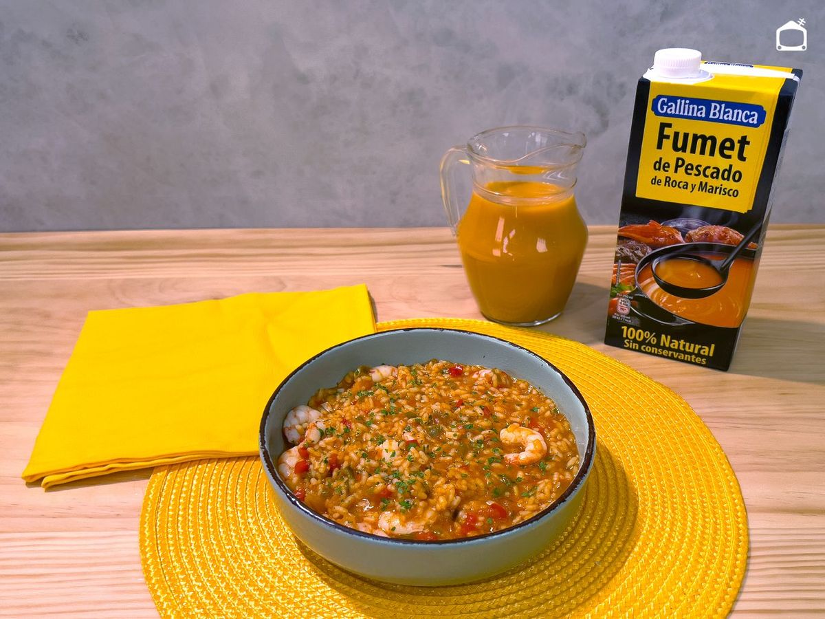 Arroz caldoso con gambas de Joseba Arguiñano