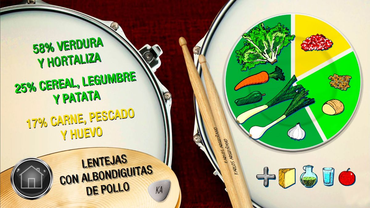 plato equilibrado lentejas albondiguitas pollo