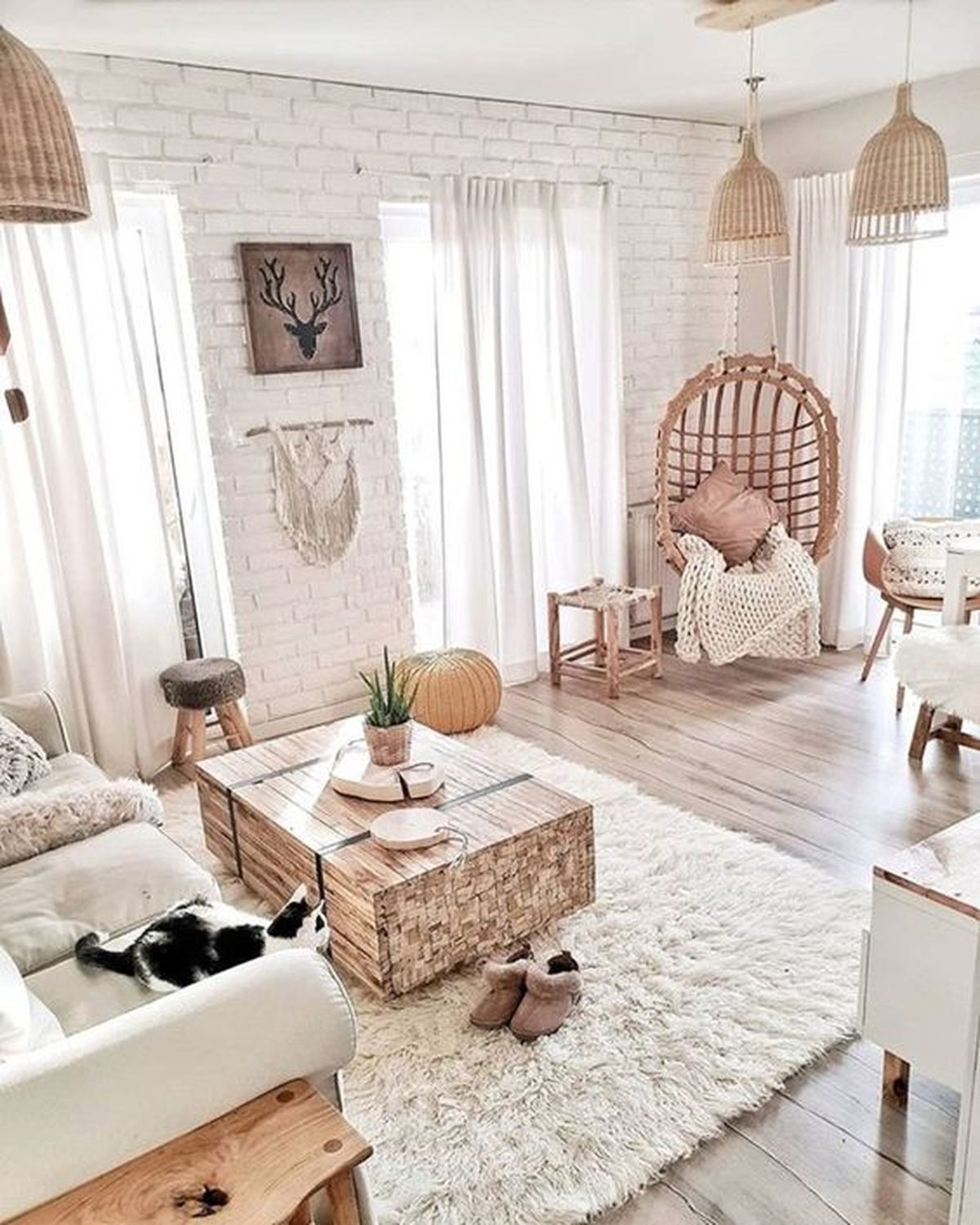 salon blanco madera bohemio pinterest