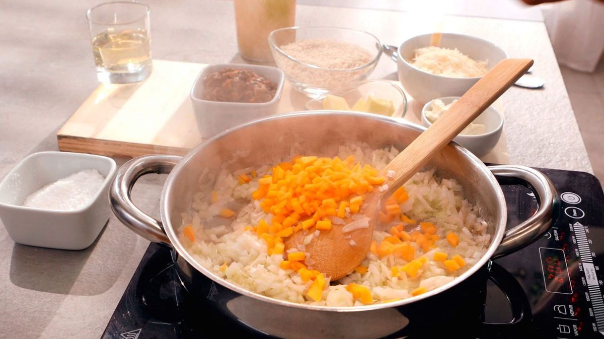 Risotto con calabaza y boletus   Paso 1
