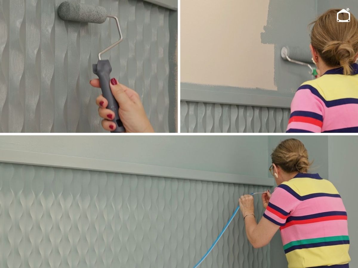 Aplica pintura al cabecero y al resto de la pared