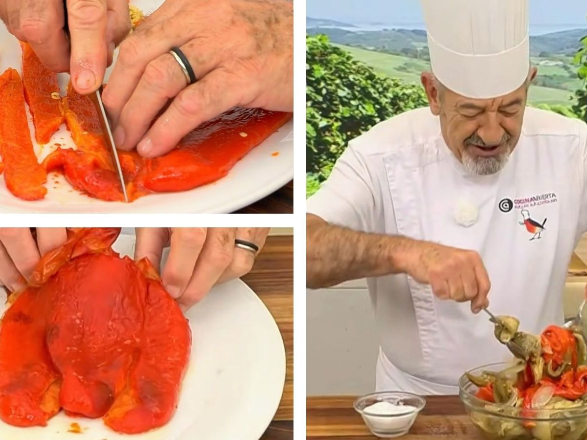 Corta, pela, sazona y mezcla las verduras asadas en un bol