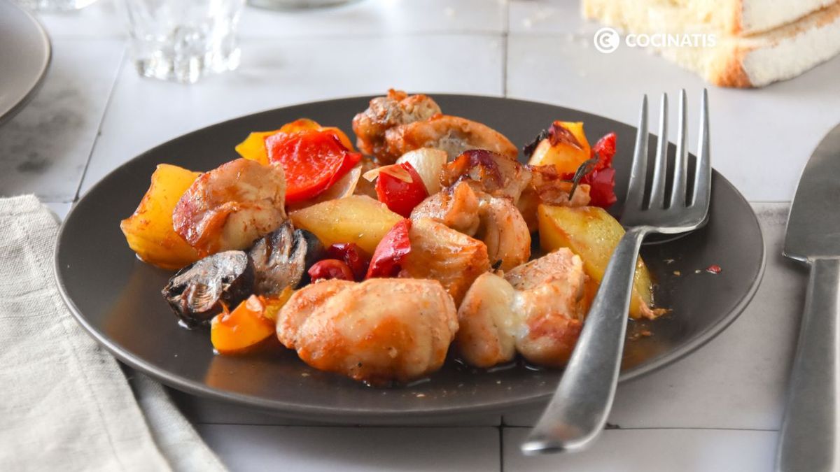 Pollo al horno con verduras