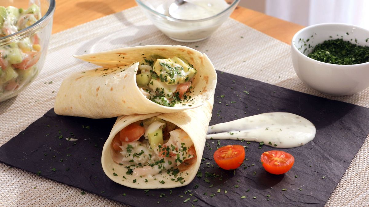 Wrap de pescado con salsa de yogur