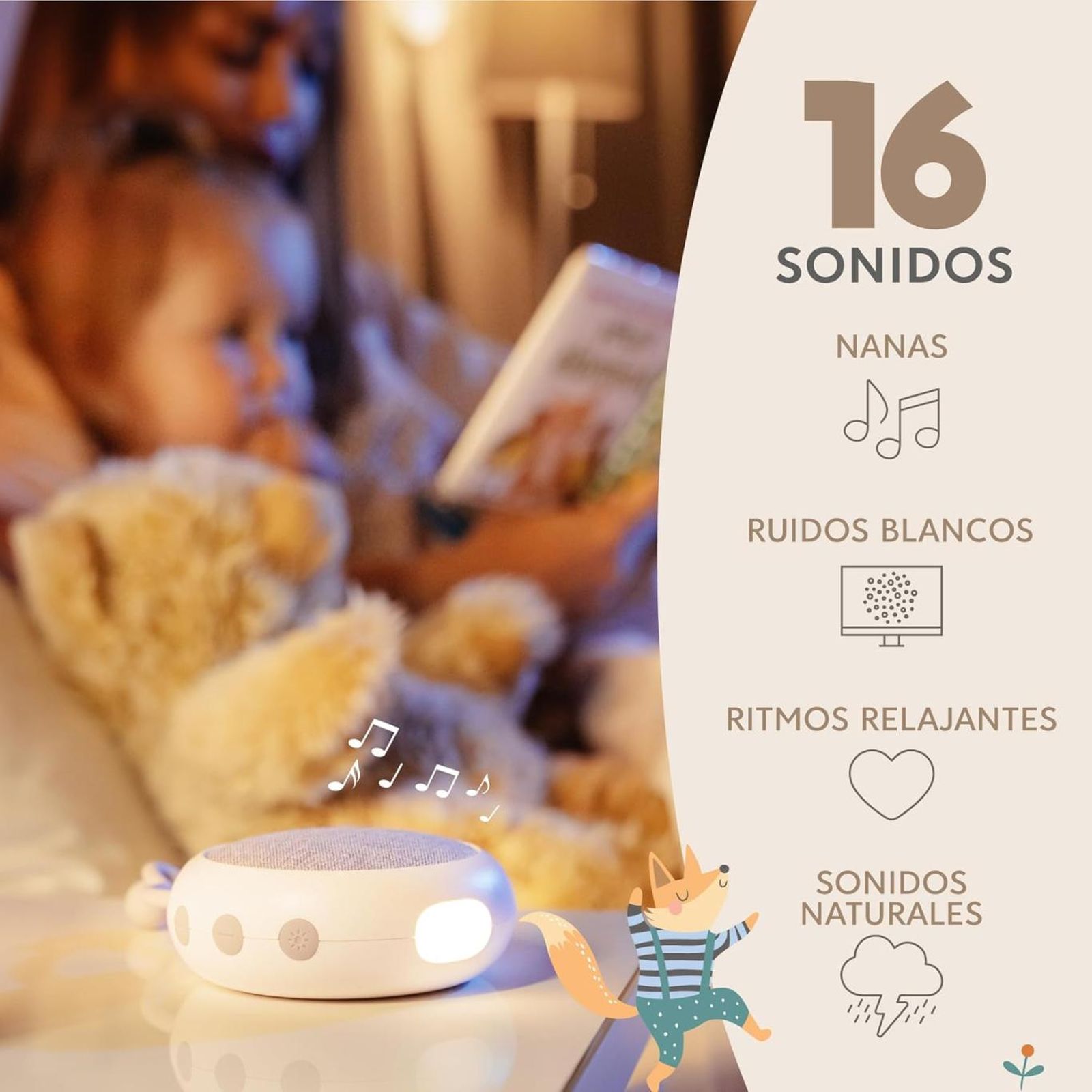 Dispositivo ruido blanco Sweety Fox para bebés. Dispositivo ruido blanco Sweety Fox para bebés.