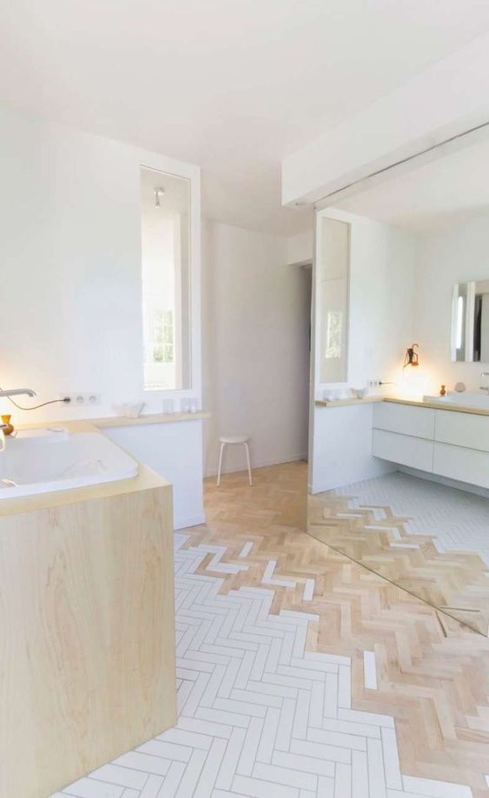 combinar dos suelos diferentes suelo espiga madera blanco bano combinar dos suelos diferentes suelo espiga madera blanco bano