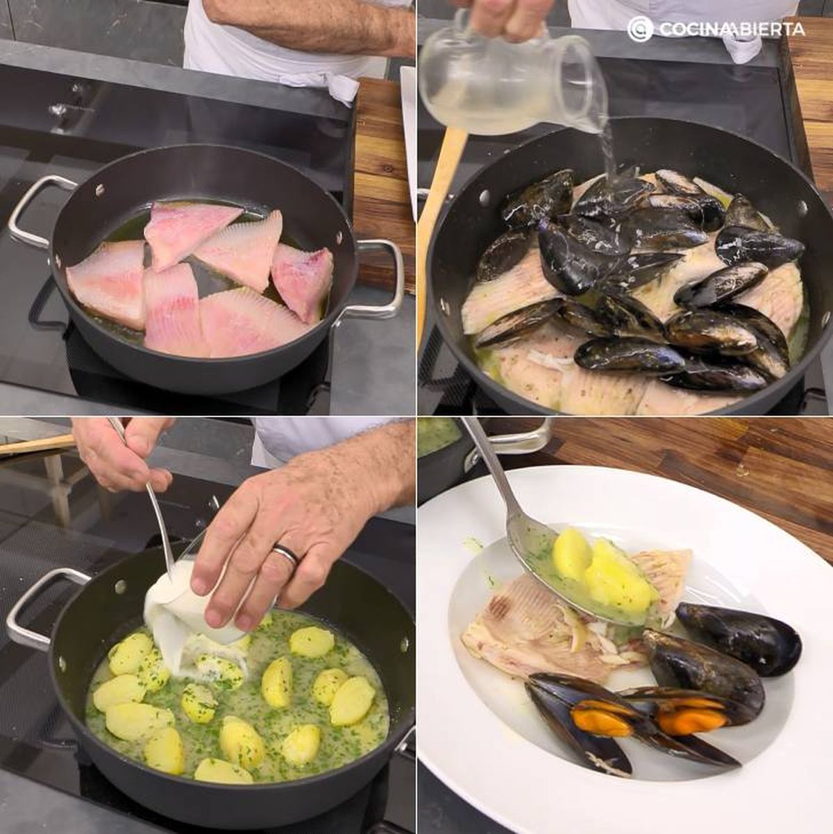 raya mejillones en salsa pasos
